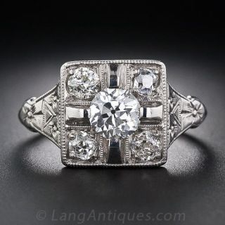Art Deco Palladium and Diamond Ring - 2
