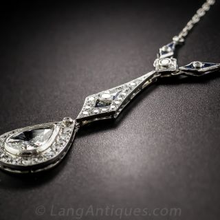 Art Deco Pear Shape Diamond Platinum Drop