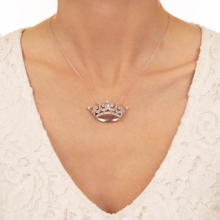 Art Deco Pearl and Diamond Crown Pendant/Brooch