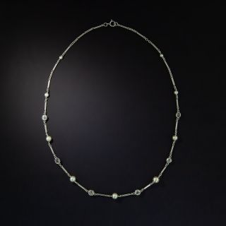 Art Deco Pearl and Diamond Necklace - 1