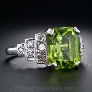 Art Deco Peridot and Diamond Ring