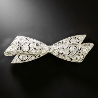 Art Deco Pierced Diamond Bow Brooch - 2