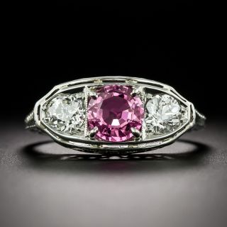Art Deco Pink Sapphire and Diamond Ring by Belais Bros. - 3