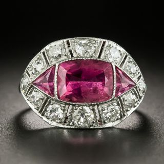 Art Deco Pink Tourmaline and Diamond Ring  - 2
