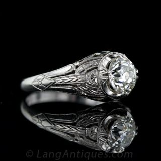 Art Deco Platinum 1.25 Carat Diamond Solitaire