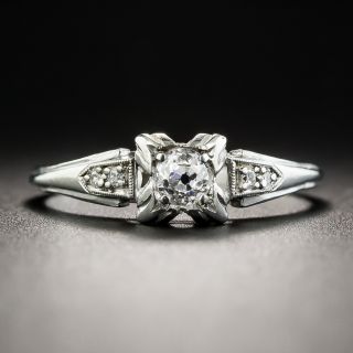 Art Deco Platinum .24 Carat Diamond Engagement Ring by Dinhofer Brothers