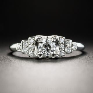 Art Deco Platinum .28 Carat Diamond Engagement Ring by Katz & Ogush