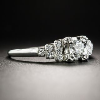 Art Deco Platinum .28 Carat Diamond Engagement Ring by Katz & Ogush