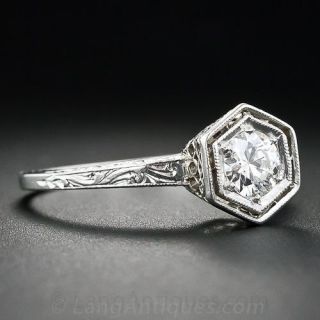 Art Deco Platinum .35 Carat Engagement Ring