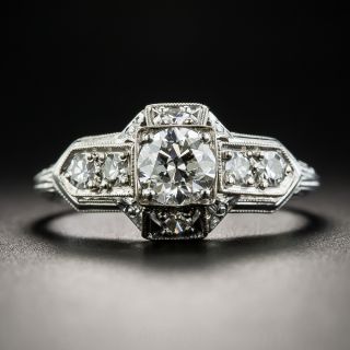 Art Deco Platinum .50 Carat Diamond Engagement Ring 