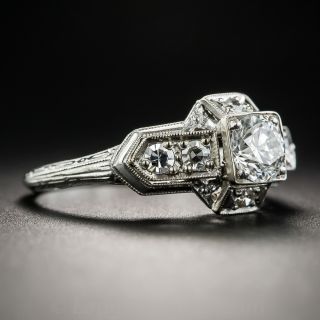 Art Deco Platinum .50 Carat Diamond Engagement Ring 