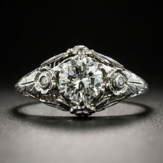Art Deco Platinum .80 Carat Diamond Ring  - 2