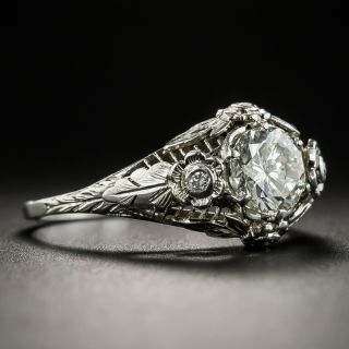 Art Deco Platinum .80 Carat Diamond Ring 