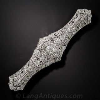Art Deco Platinum and Diamond Bar Brooch