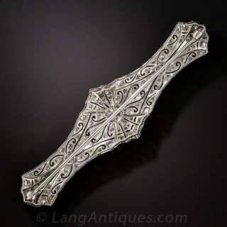 Art Deco Platinum and Diamond Bar Brooch