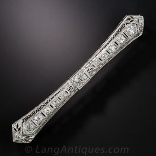 Art Deco Platinum and Diamond Bar Pin - 2