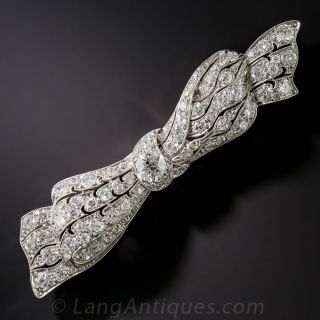Art Deco Platinum and Diamond Bow Brooch
