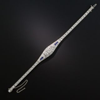 Art Deco Platinum and Diamond Bracelet with Synthetic Sapphires