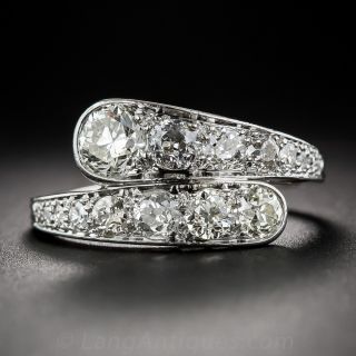 Art Deco Platinum and Diamond Bypass Ring