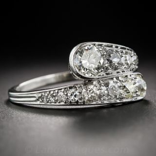 Art Deco Platinum and Diamond Bypass Ring