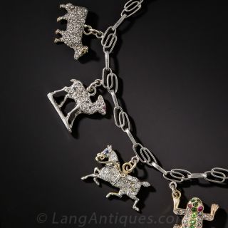 Art Deco Platinum and Diamond Charm Bracelet