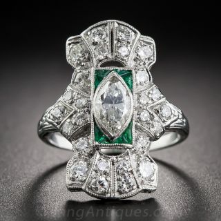 Art Deco Platinum and Diamond Cocktail Ring