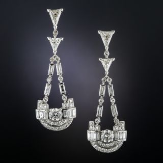 Art Deco Platinum and Diamond Dangle Earrings