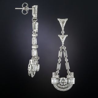 Art Deco Platinum and Diamond Dangle Earrings