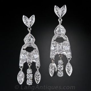 Art Deco Platinum and Diamond Dangle Earrings