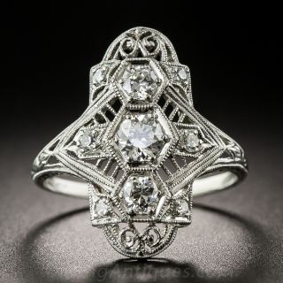 Art Deco Platinum and Diamond Dinner Ring