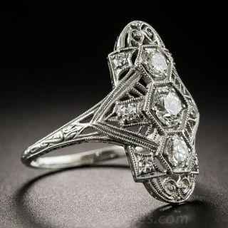 Art Deco Platinum and Diamond Dinner Ring