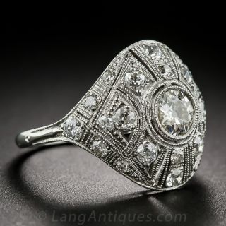 Art Deco Platinum and  Diamond Dome Ring