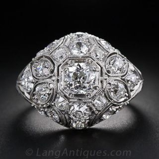 Art Deco Platinum and Diamond Dome Ring