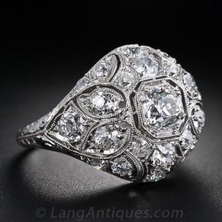 Art Deco Platinum and Diamond Dome Ring