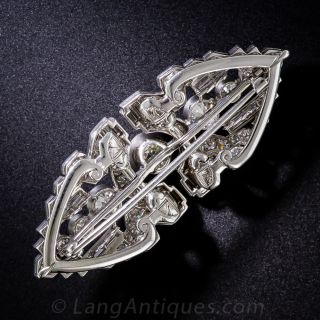 Art Deco Platinum and Diamond Double-Clip  Brooch