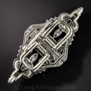 Art Deco Platinum and Diamond Double Clip Brooch