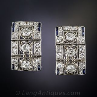 Art Deco Platinum and Diamond Earrings