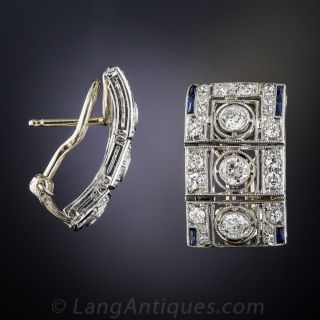 Art Deco Platinum and Diamond Earrings