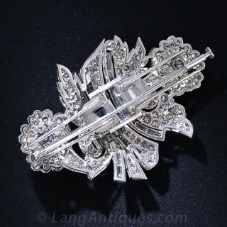 Art Deco Platinum and Diamond Floral Clips and Brooch