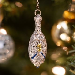Art Deco Platinum and Diamond Lavaliere Necklace Watch 