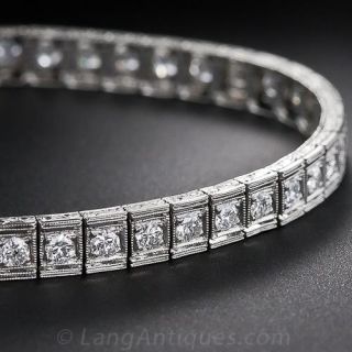 Art Deco Platinum and Diamond Line Bracelet