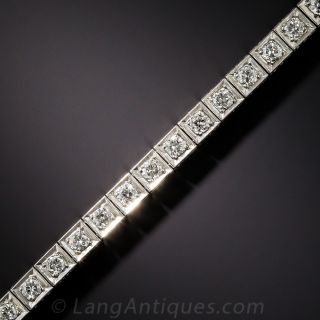 Art Deco Platinum and Diamond Line Bracelet 