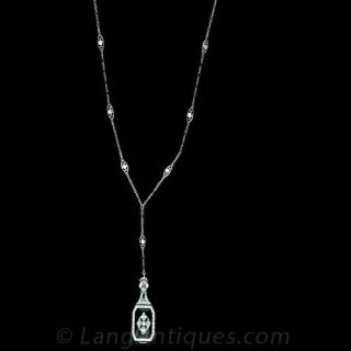 Art Deco Platinum and Diamond Pendant Watch