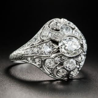 Art Deco Platinum and Diamond Ring - GIA