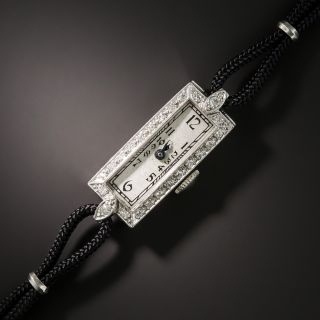 Art Deco Platinum and Diamond Watch Baume & Mercier Movement - 2