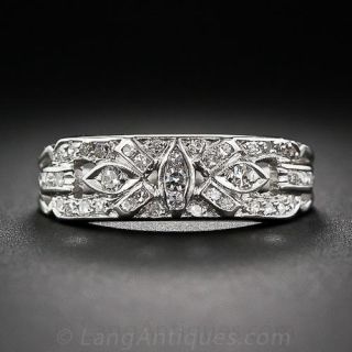 Art Deco Platinum and Diamond Wedding Band