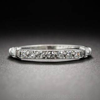 Art Deco Platinum and Diamond Wedding Band - 1