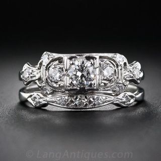 Art Deco Platinum and Diamond Wedding Set