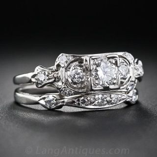 Art Deco Platinum and Diamond Wedding Set