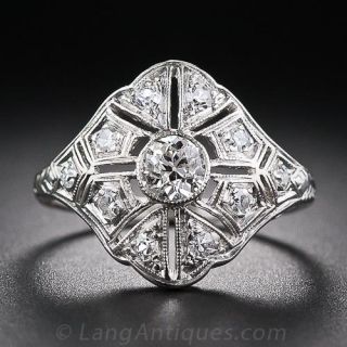 Art Deco Platinum and Dinner Diamond Ring